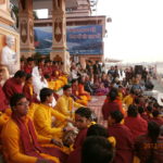 Praying and singing with monks in India